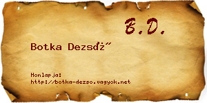Botka Dezső névjegykártya